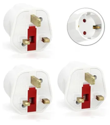 Productafbeelding van Reisstekker EU-Engeland/Ierland - Type C/E/F naar G - Geaard - 2.5A - 600W - Wit - 3 stuks