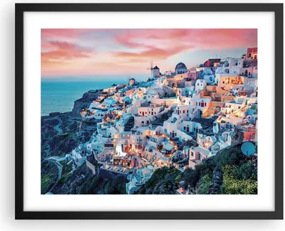 Produktbild von Gerahmtes Poster - Schwarzer Rahmen - Santorini Griechenland anzeigen - 50x40 cm - Wand Bild - Wanddeko - Wandbilder - Kunstposter - Wandposter - Bilderrahmen - Bilder - Kunstdruck - P2BAA50x40-4784