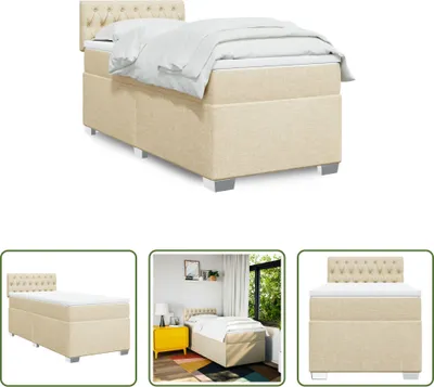 Produktbild von The Living Store Boxspringbett mit Matratze Creme 90x200 cm Stoff