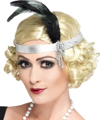 Produktbild von Charleston Silber Feder Stirnband, Retro 1920er Jahre