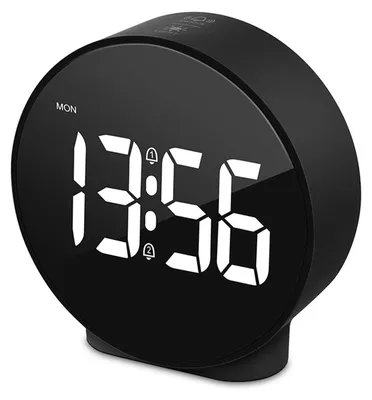 LED-Wekker, 4 Zoll, Doppelalarm, einstellbare Helligkeit, schwarz/weiß