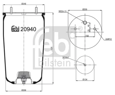 Obrázek produktu pro Pružinové měchy, vzduchové odpružení FEBI 20940