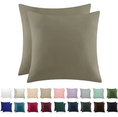 Produktbild von Kissenbezug 80x80 Taupe 2er Set Mikrofaser mit Reißverschluss