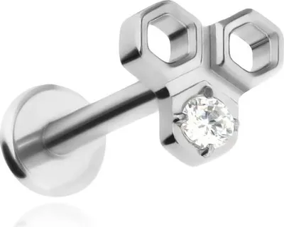 Produktbild von Titan-Labret Silber mit weißem Zirkonia 1,2/6 mm