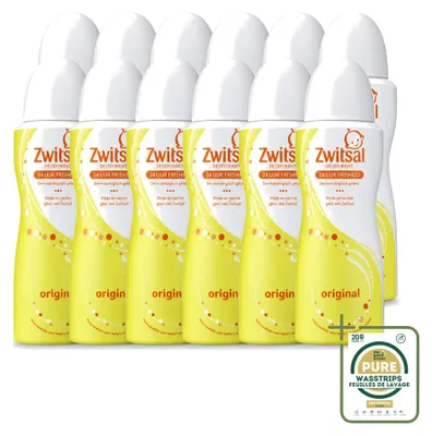 Imagen del producto de 12 aerosoles desodorantes Zwitsal Original, 100 ml, pack de suministro, 12 unidades