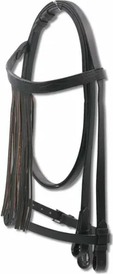 Produktbild von Spanische Trense mit Leder Fransenstirnband und Lederzügel Vaquero Zaum 005/105 in Dunkelbrau
