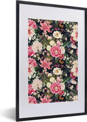 Produktbild von MuchoWow® MuchoWow® Gerahmtes Poster Lilie - Schmetterling - Farben 40x60 cm - Poster mit zchwarzem Bilderrahmen - Poster in Rahmen