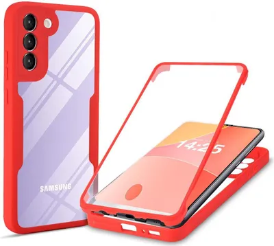Produktbild von 360 Grad Rundum Schutz Handyhülle für Samsung Galaxy S21 5G Full Cover Vollschutz Case Farbe: Rot