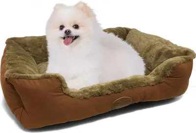 Produktbild von Hundebett Waschbar, Hundekorb Flauschig, rutschfest Hundebetten, Plüsch Hundesofa, Braun,75x50cm