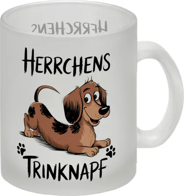 Produktbild von Dackel Cartoon Herrchens Trinknapf Glas Tasse