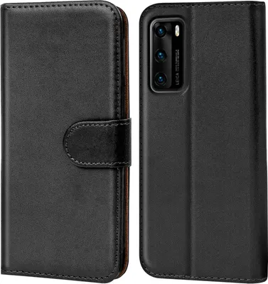 Produktbild von Conie Klapp Tasche für Huawei P40 Kartenfach Rundumschutz Hülle in Schwarz