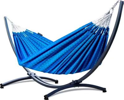 Produktbild von Potenza Outdoor Morena Hängematte mit Gestell für 2 Personen I 100% Baumwolle Doppelhängematte 230x160 cm, 220kg I Hängemattengestell 220kg, wetterfest