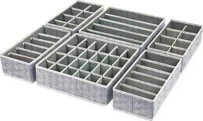 Immagine prodotto di Set di 6 organizer per cassetti Unyqoos® in feltro – scatole pieghevoli per la conservazione di biancheria intima, reggiseni, calze, cravatte e sciarpe (24/5/8/6 scomparti, dimensioni 30×30×9 e 30×15×9 cm)
