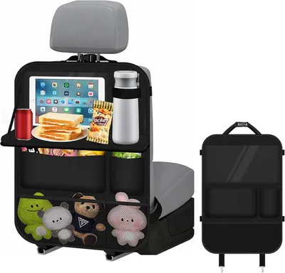 Produktbild von Autositz Organizer, Klapptisch, wasserdichter Rückenlehnenschutz, für Kinder, schwarz