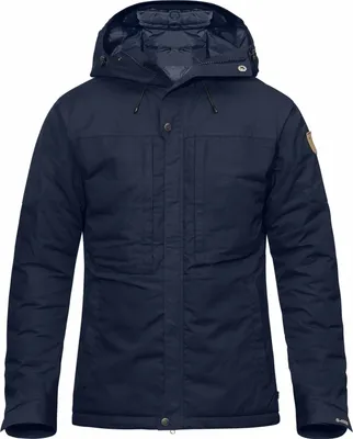 A dark navy Fjällräven jacket is shown against a white background.