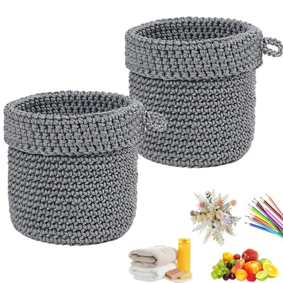 Image de Omgoods - Lot de 2 paniers muraux suspendus en coton avec poignées