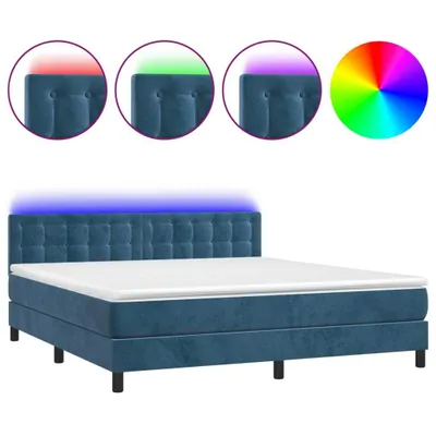 Immagine prodotto di vidaXL Letto boxspring con materasso e LED blu scuro 180x200 cm velluto