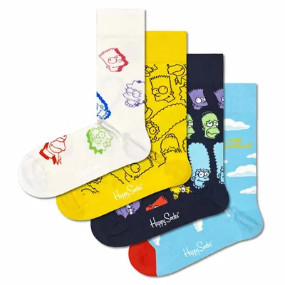 Immagine prodotto di Happy Socks Calzini unisex, confezione da 4 - The Simpsons, confezione regalo, Cotonelogico Nuvole nel cielo 36-40