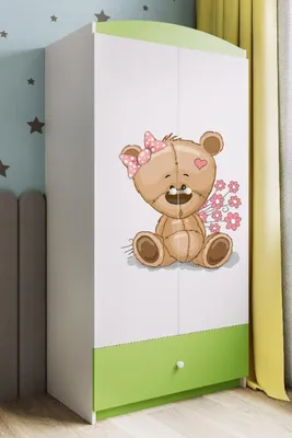 Image de Armoire à vêtements pour enfants Babydreams Armoire à portes battantes Teddybär II Vert