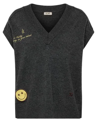 Produktbild von Grauer Pullunder mit V-Ausschnitt, Größe 42, im Relaxed Fit Design, aus Wollmix