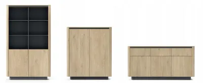 Produktbild von Wohnwand Set Torro 3-teilig | Regal, Highboard & Kommode in Eiche Cremona | Möbelset Wohnzimmer Modern grifflos
