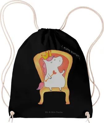 Produktbild von Mr. & Mrs. Panda Beutel Einhorn Prinzessin - Schwarz - Geschenk, Stoffbeutel, Unicorn, Geburtstagsgeschenk, Geburtstag, Jutebeutel, Kleiner Rucksack, wander, Monat