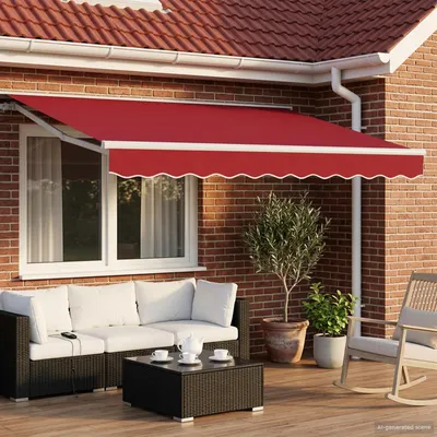 Obrázek produktu pro vidaXL Ručně navíjená markýza, červená, 3 x 2,5 m