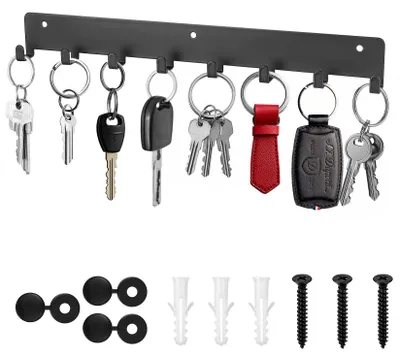 Produktbild von 1 x Schlüsselbrett mit 8 Haken, schwarz