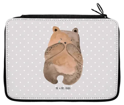 Produktbild von Mr. & Mrs. Panda Bleistiftetui Bär Verlust - Grau Pastell - Geschenk, Trauer Trauergeschenk Traurig Trösten Trost Liebeskummer, Schlampermäppchen, Federmäppchen, Teddy