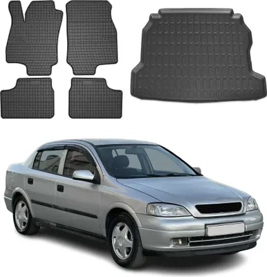 Immagine prodotto di Set tappetini e fodera bagagliaio per Opel Astra G notchback 1998-2004 gomma 5x
