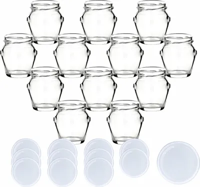 Immagine prodotto di set di 12 vasetti da conserva 106 ml con manico e tappo a vite bianco - Piccolo vasetto con coperchio per marmellate e prodotti fatti in casa