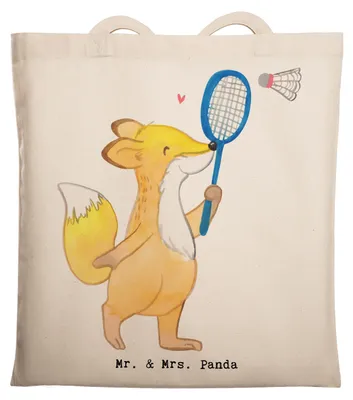Produktbild von Mr. & Mrs. Panda festivaltasche Fuchs Federball spielen - Transparent - Geschenk, Beutel, Shopping Tasche, Tote Bag, Badminton, Laptoptasche, Jutebeutel