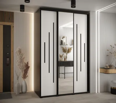 Obrázek produktu pro Šatní skříň ASIRI 13 - 160/60 cm, černá / bílá / černá