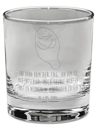 Produktbild von Mr. & Mrs. Panda Whiskyglas Seekuh Happy - Transparent - Geschenk, Seekühe, Selbstliebe, Neustart, Meer, Tumbler Glas, Rocks, Gravur, Respekt, Whiskey, Freundin