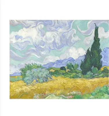 Produktbild von TPFLiving Kunstdruck LW-507 (OHNE RAHMEN) Poster - Leinwand - Wandbild - Hochauflösender Giclée-Druck, langlebig und hochwertig - Vincent Van Gogh - Weizenfeld mit Zypressen, 1898 -  - Größe: 70x100cm