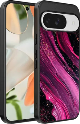 Productafbeelding van Geschikt voor:Google Pixel 9 telefoonhoesje met marmerprint - TPU achterkant, hoesje met marmerdesign - Paars/Roze - Smartphonica