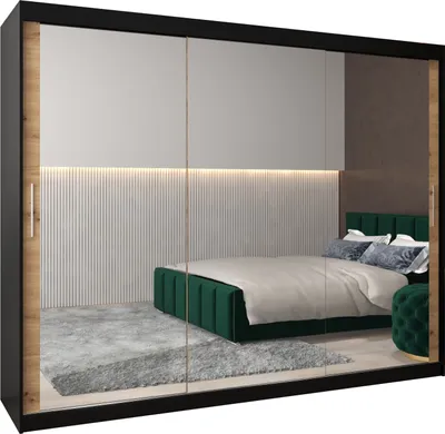 Produktbild von Kleiderschrank, Schiebetürenschrank Schlafzimmer, Schrank mit Spiegel TOKYO 3 250 cm