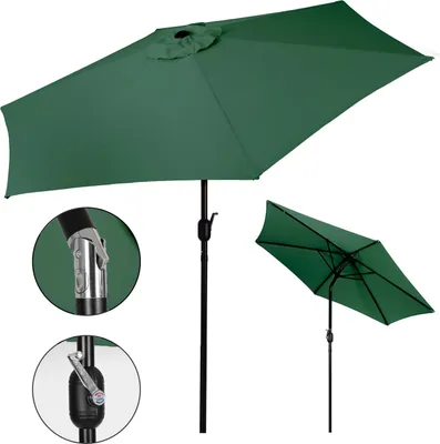 Zdjęcie produktu dla Duży pochylany parasol ogrodowy z korbą, 6 żeber, zielony, 270 cm MultiGarden