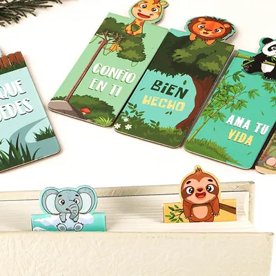 Produktbild von Inspirierende Bücherleisten - magnetisch - 12 Stück - Tiere - ermutigende Sprüche