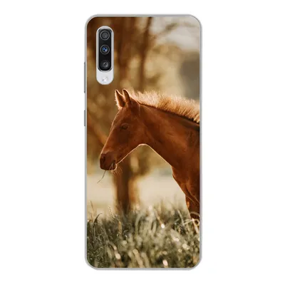 Produktbild von MuchoWow® Handyhülle Schutzhülle Hülle für Samsung Galaxy A70 Pferd - Licht - Wiese Silikon Softcase Handy Hülle - Schutzhaube