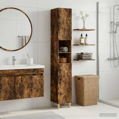 Productafbeelding van Maison Exclusive - Badkamerkast met open vakken, model DELFT, in gerookt eikenhout