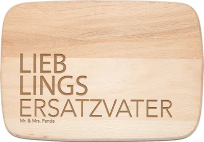 Produktbild von Mr. & Mrs. Panda Frühstücksbrettchen Ersatzvater - Transparent - Geschenk, Papi, Dankeschön, Mann, Spruch, Schneidebrett, Holzbrett, massivholzbrett, vesperbrett, Vater