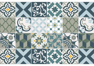 Image de Autocollants pour carrelage pour la cuisine et la salle de bain – 24 autocollants imitation carrelage de style azulejos, Rony – 24 autocollants, 10 x 10 cm