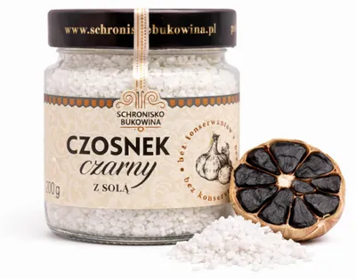 Produktbild von Schwarzer Knoblauch mit Salz 180 g - Schronisko Bukowina