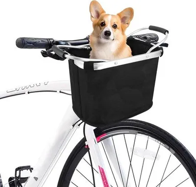 Produktbild von Famanu Faltbare Hunde-Fahrradkorb mit Klickfix, abnehmbar, Aluminiumrahmen, schwarz