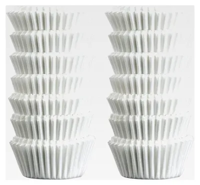 Produktbild von Mini-Muffinförmchen aus Papier - Ø30x25mm, 240 Stück – Hitzebeständig, geeignet für kleine Muffins, Cupcakes und mehr, Weiß