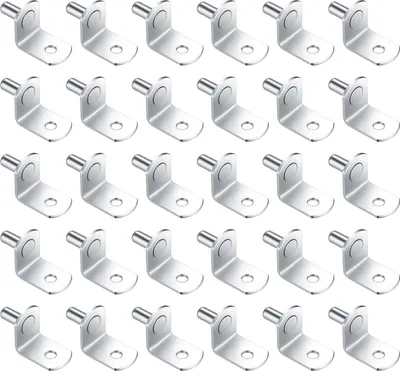 Produktbild von 30 Stück Metall-Regalstützstifte, 5 mm L-förmige Halterung für Schrank, Kleiderschrank, Wandschrank, Bücherregalmöbel