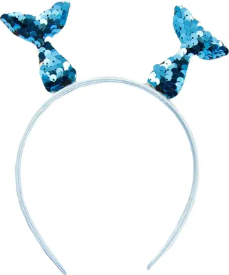 Produktbild von Oblique Unique Haarreifen mit Meerjungfrau Flosse Glitzer Pailletten Schwanzflosse Fasching Karneval Party blau