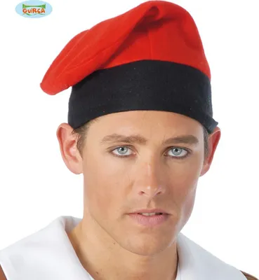 Produktbild von Kastanienverkäufer Barretina Hut Kostüm Rot Schwarz Karneval Weltkulturen Traditionshut Historische Kopfbedeckung Handwerk Authentisch, Farbe: Rot