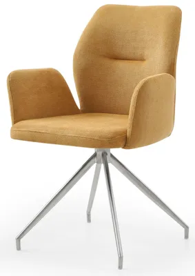 Produktbild von SalesFever Armlehnstuhl | 180° Drehfunktion | Bezug Strukturstoff | Gestell Edelstahl | B 60 x T 62 x H 89 cm | gelb – silbern